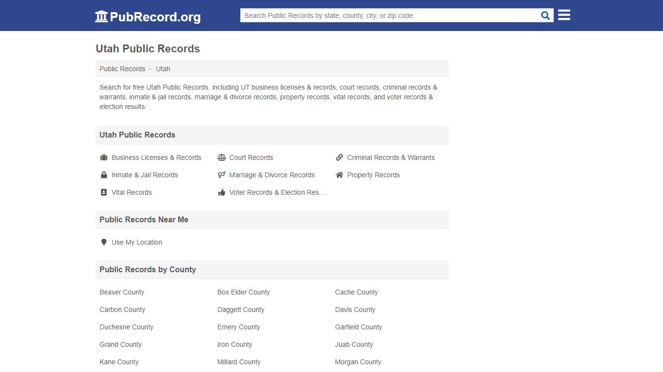 Free Utah Public Records - PubRecord.org